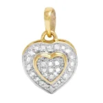 10K Yellow Gold Genuine Diamond Heart Love Pendant 1/10 CT