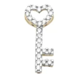 10K Yellow Gold Natural Diamond Key Heart Pendant Charm 0.24CT
