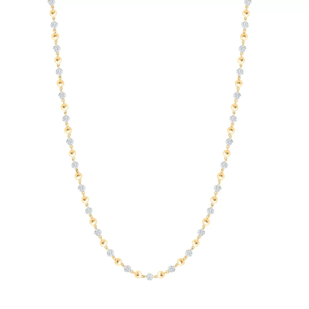10K Yellow Gold Round 4CT Natural Diamond 4mm Ball Chain Necklace