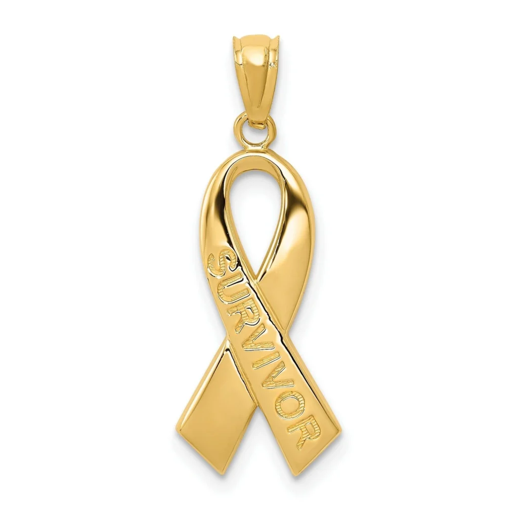 10k Yellow Gold Gold Polished Survivor Ribbon Pendant