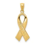 10k Yellow Gold Gold Polished Survivor Ribbon Pendant