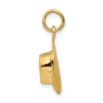 14k Yellow Gold Polished Cowboy Hat Charm Pendant 21 mm x 11 mm side