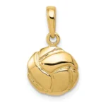 14k Yellow Gold Solid Volleyball Charm Pendant