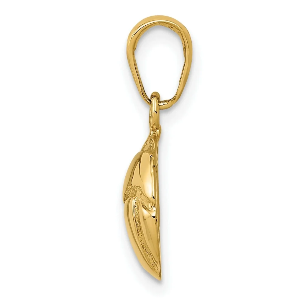 14k Yellow Gold Solid Volleyball Charm Pendant side