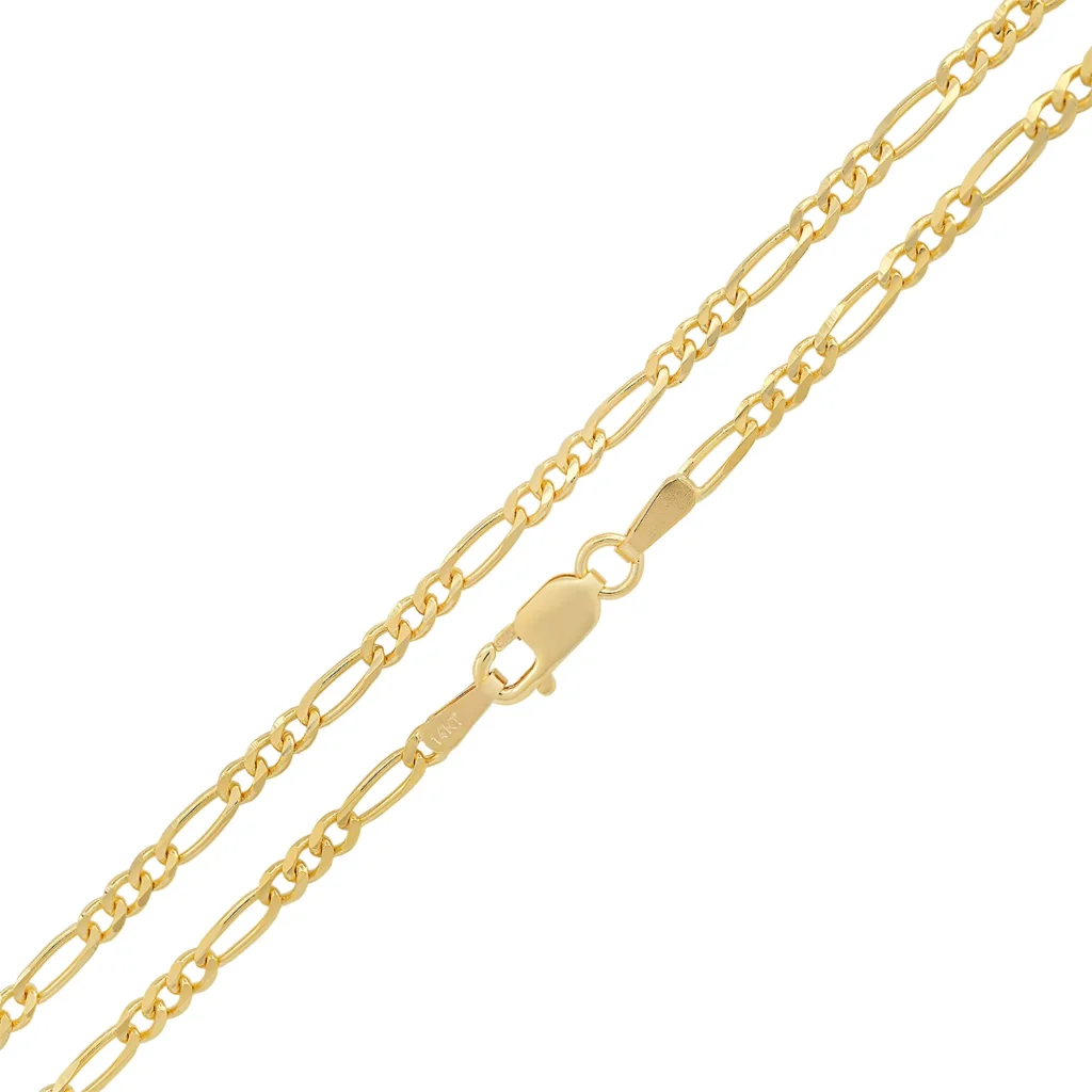 2mm 14k Solid Yellow Gold Figaro Chain Necklace clasp
