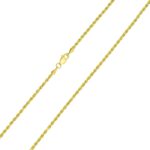 2mm Solid 14k Yellow Gold Diamond Cut Rope Chain Necklace clasp