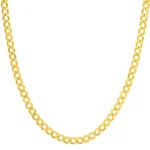 Solid 14k Yellow Gold Cuban Curb Chain Necklace 3.5mm