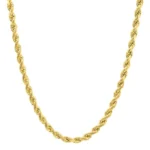 3mm Solid 14k Yellow Gold Diamond Cut Rope Chain Necklace