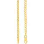 3mm solid 14k yellow gold diamond cut cuban curb chain necklace