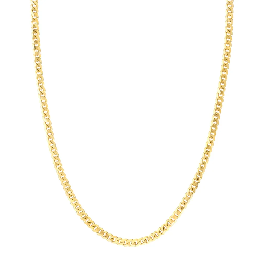 4.5mm solid 14k yellow gold diamond cut cuban curb chain necklace
