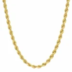 14k Yellow Gold Diamond Cut Rope Chain Necklace 4mm