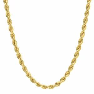 14k Yellow Gold Diamond Cut Rope Chain Necklace 4mm
