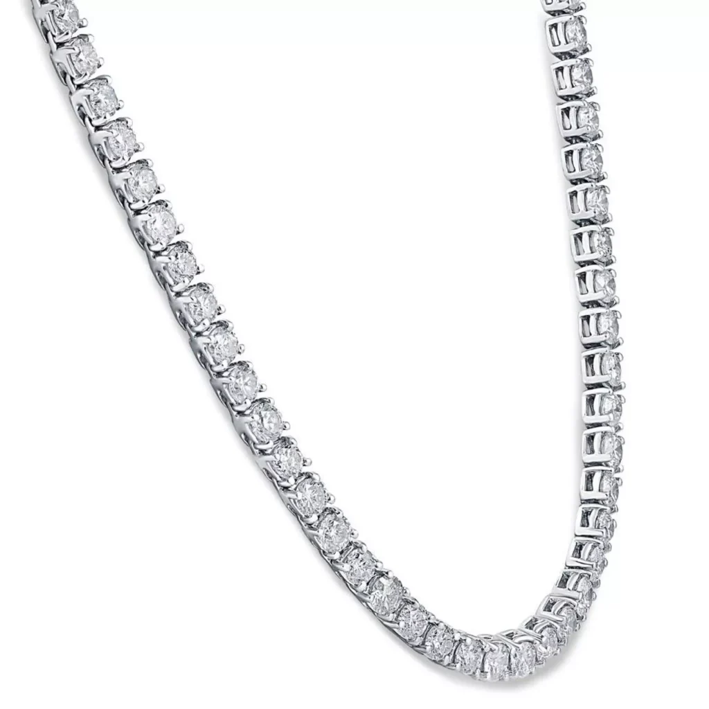 9.00 Ct Round Natural Diamond Tennis Necklace 14K White Gold 16" side