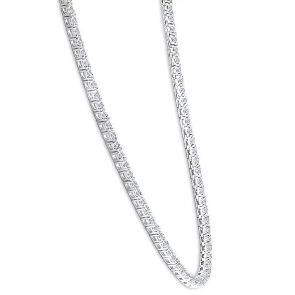 9.00 Ct Round Natural Diamond Tennis Necklace 14K White Gold 16" side2