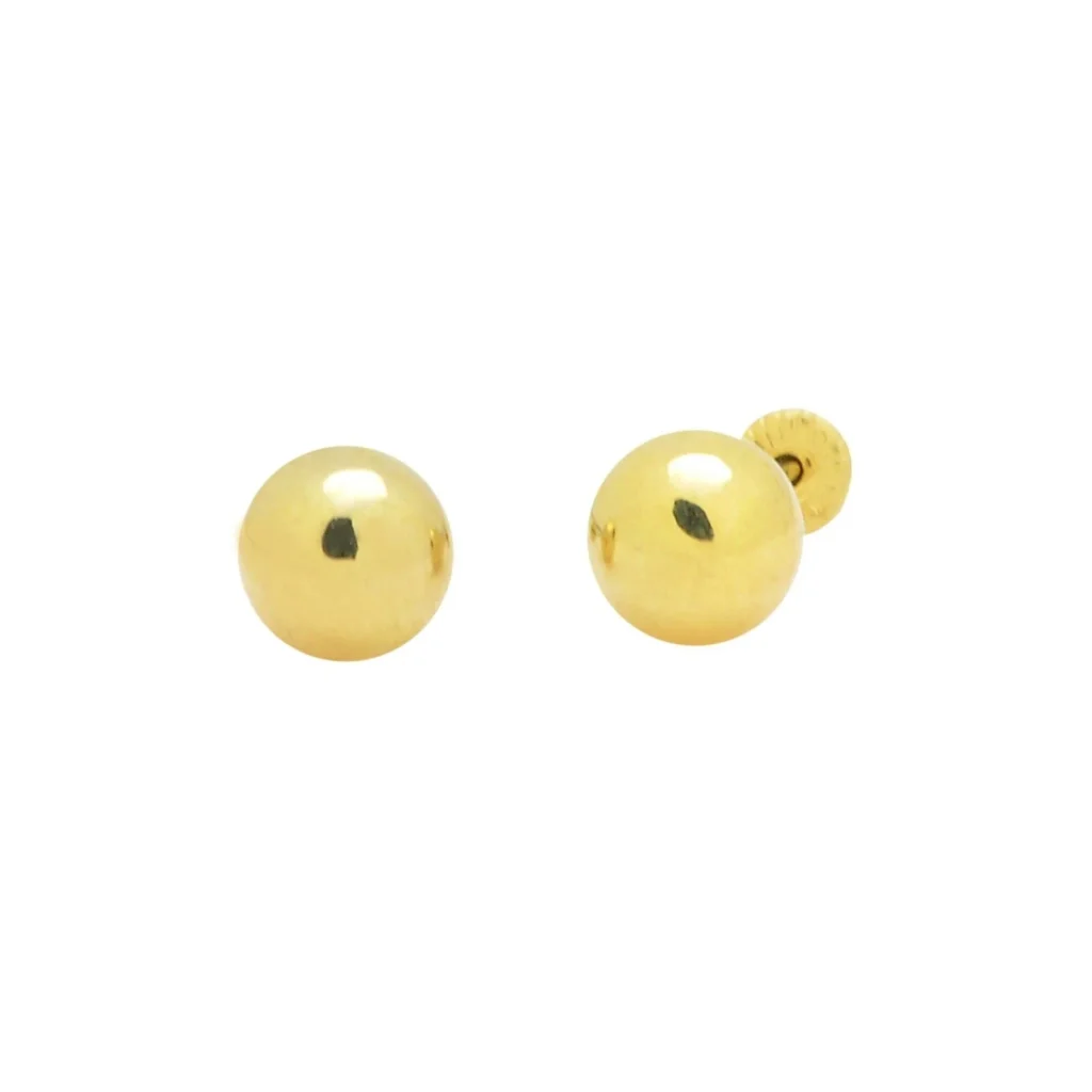 10K Yellow Gold Bead Ball Stud Earrings 3mm