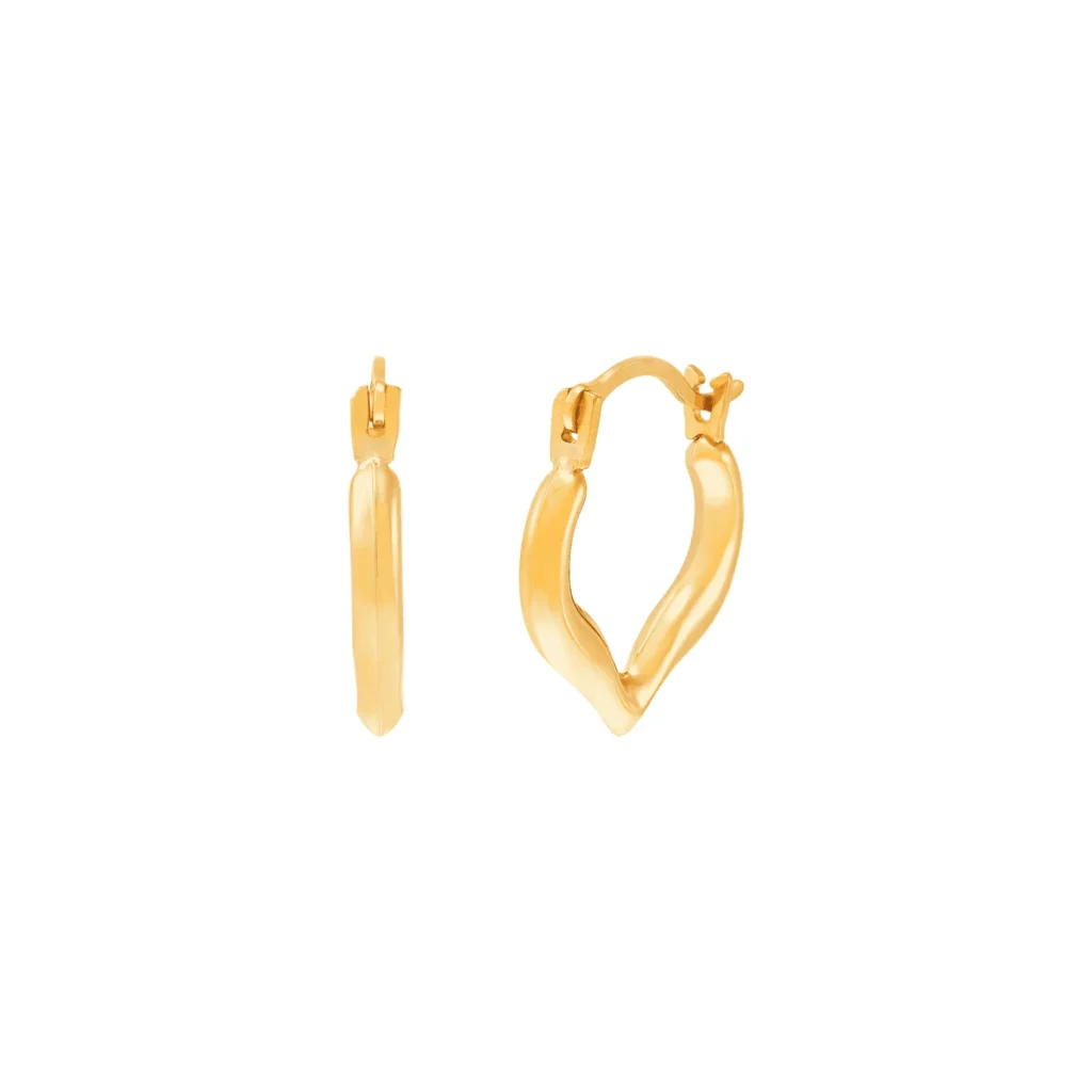 10K Yellow Gold Children's Huggie Heart Hoop Earrings