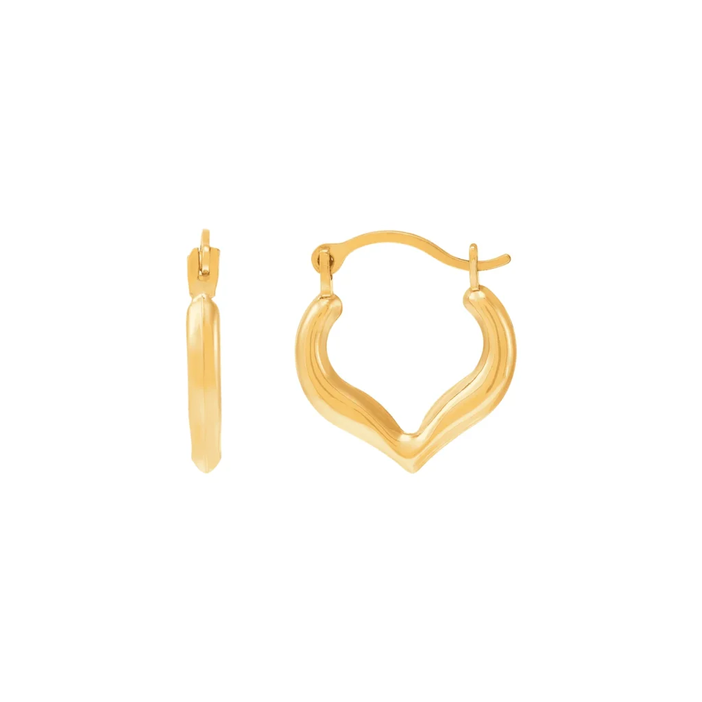 Children's Huggie Heart Hoop Earrings Solid 10K Yellow Gold side