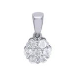 10K White Gold Cluster Natural Diamond Pendant