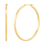 10K Yellow Gold Hoop Square Earrings 40mm