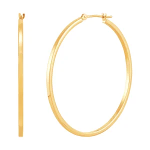 10K Yellow Gold Hoop Square Earrings 40mm