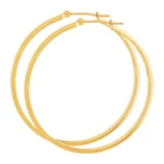 Hoop Square Earrings Solid 10K Yellow Gold 40mm High Polished side