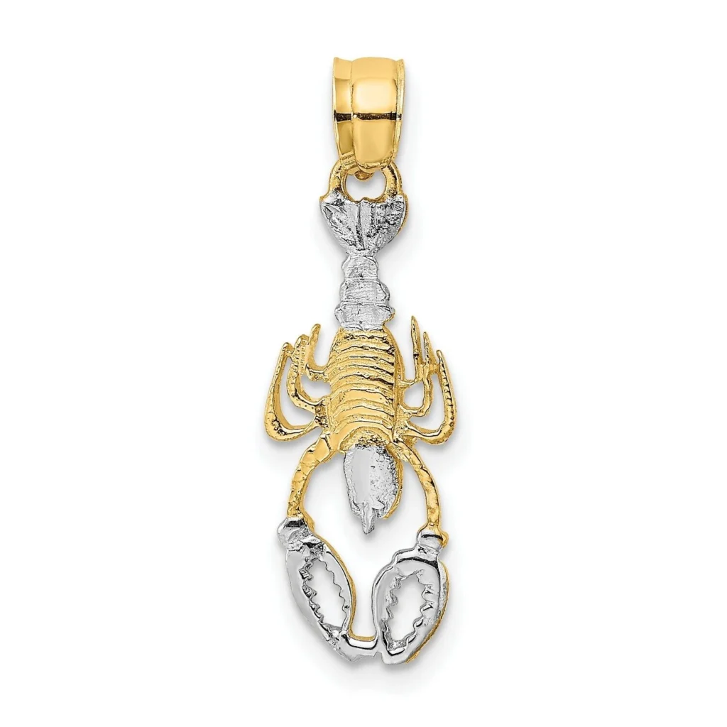 Lobster Charm In Real 14k Yellow Two Tone Gold