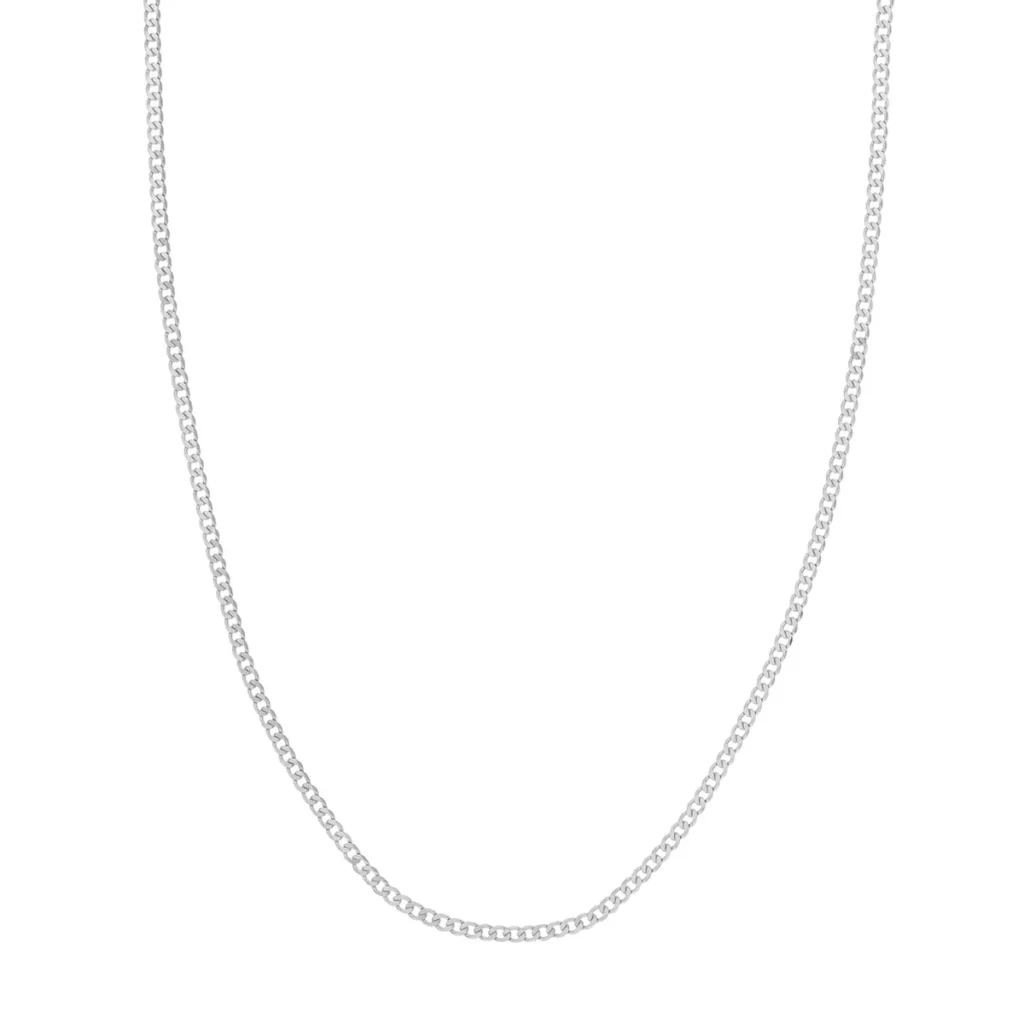 Silver Curb Chain Necklace 2mm