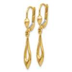 Open Tear Drop Dangle Earrings Solid 14k Yellow side