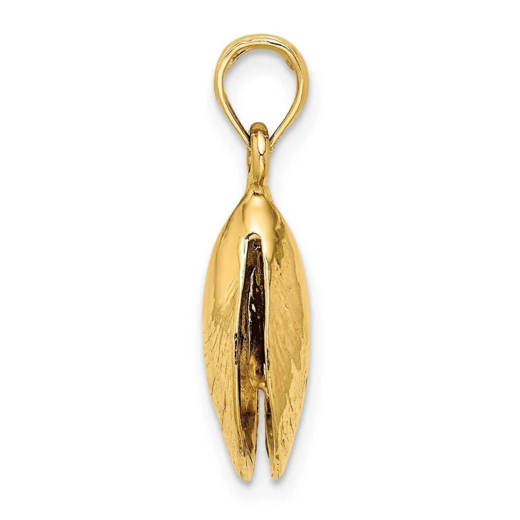 Polished Mussel Shell Pendant In 14k Yellow Gold side