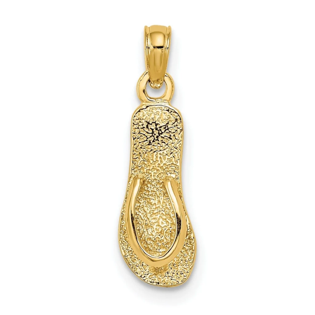 14k Yellow Gold Strap Flip-Flop Sandal Charm Pendant