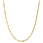 18k Yellow Gold Curb Cuban Flat Chain Necklace 3mm