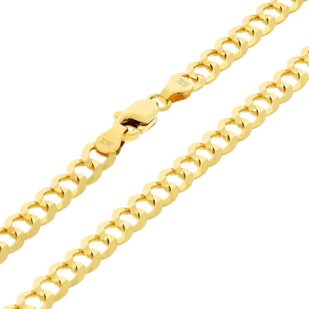 Solid 10k Yellow Gold Cuban Curb Chain Necklace 3mm clasp