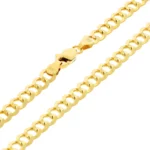 Solid 10k Yellow Gold Cuban Curb Chain Necklace 3mm clasp