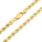 Solid 10k Yellow Gold Diamond Cut Rope Chain Necklace 3mm clasp
