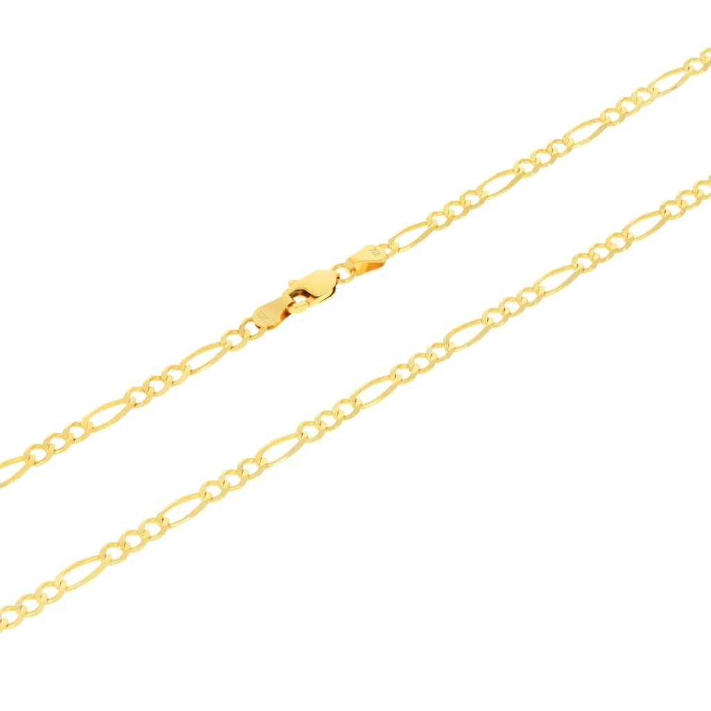 Solid 10k Yellow Gold Figaro Chain Necklace 4.5mm clasp