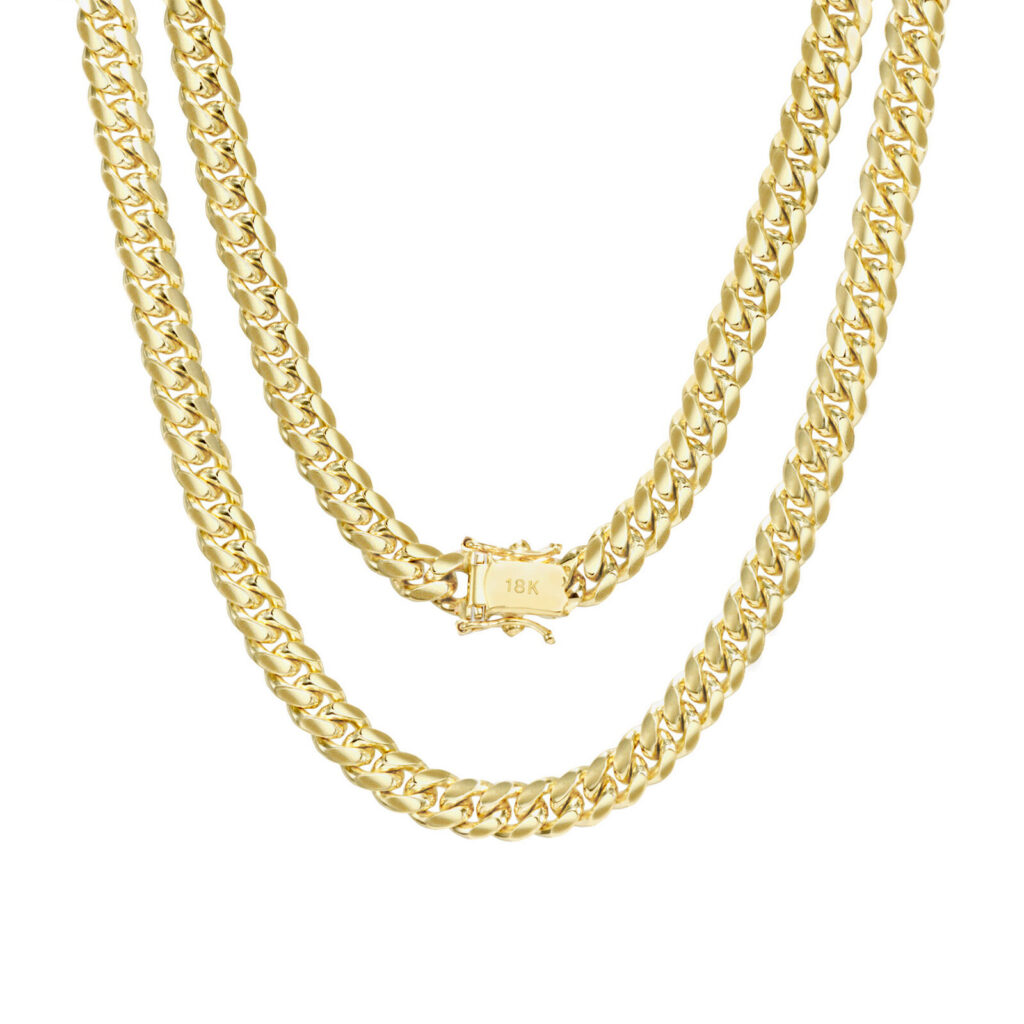 Solid 18k Yellow Gold Miami Cuban Link Chain Necklace 4mm