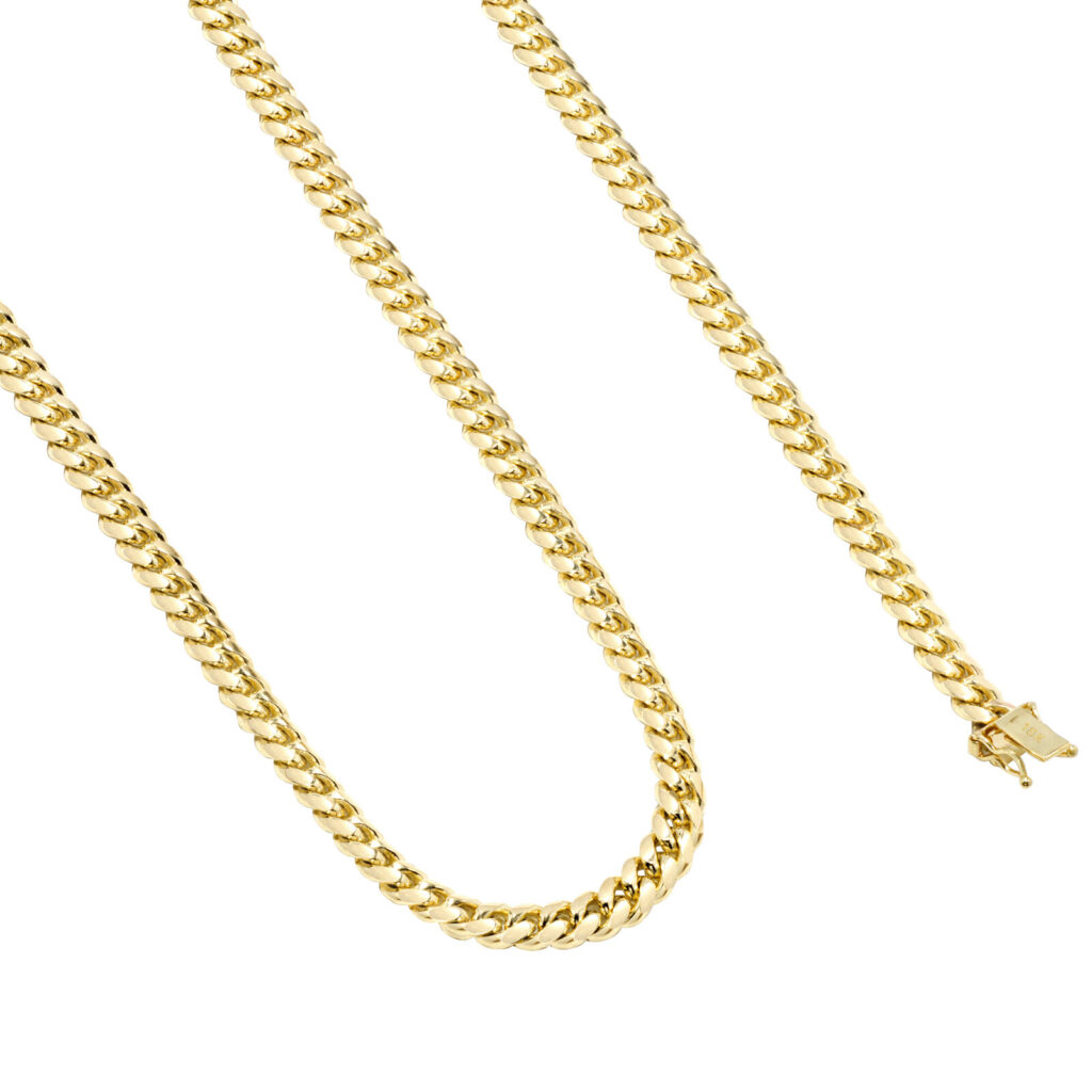 Solid 18k Yellow Gold Miami Cuban Link Chain Necklace 4mm clasp