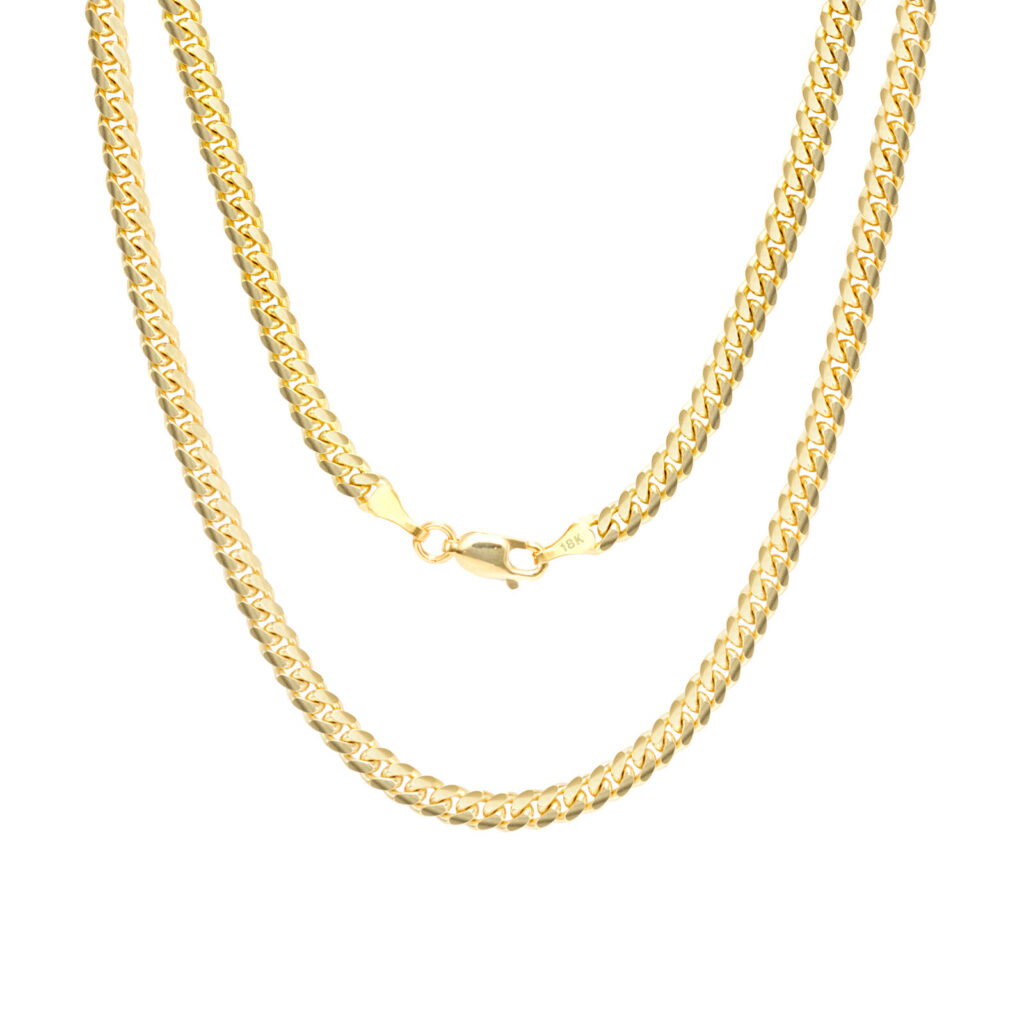 Solid 18k Yellow Gold Miami Cuban Link Chain Necklace 3.5mm