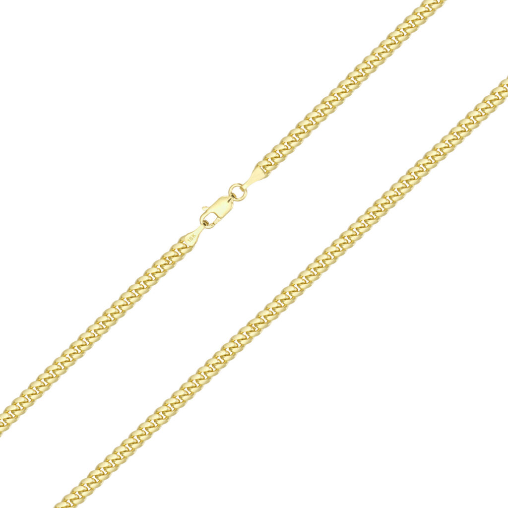 Solid 18k Yellow Gold Miami Cuban Link Chain Necklace 3.5mm clasp