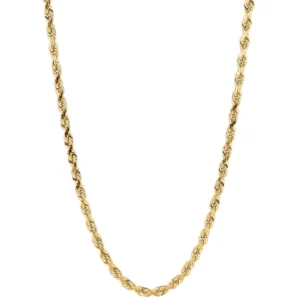 18k Yellow Gold Rope Chain Necklace 2mm
