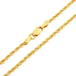 Solid 18k Yellow Gold Rope Chain Necklace 2mm clasp