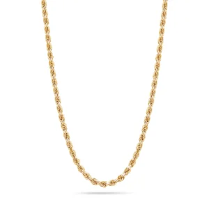 18k Yellow Gold Rope Chain Necklace 3mm