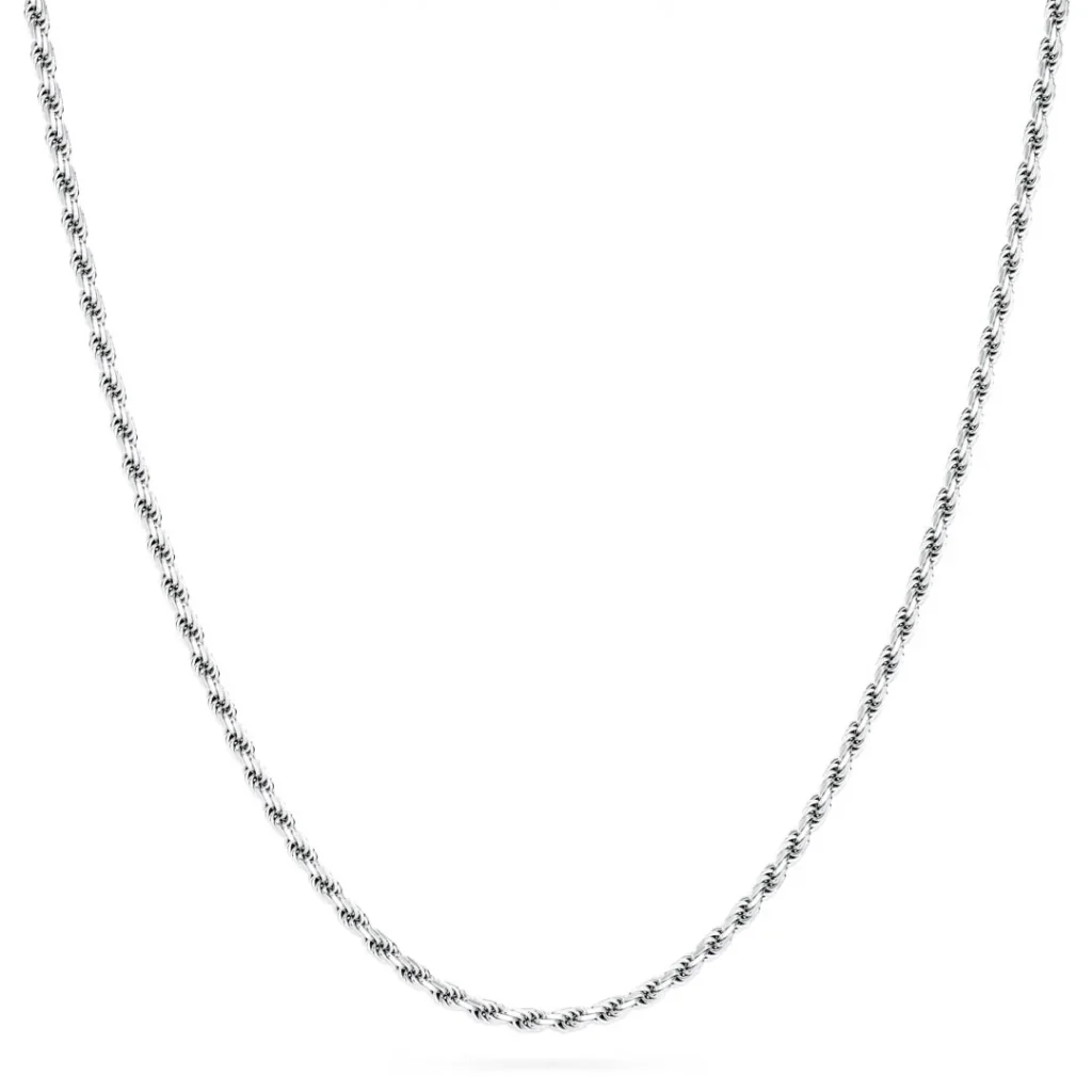 Solid 2mm Sterling Silver Rope Chain Necklace High Polished