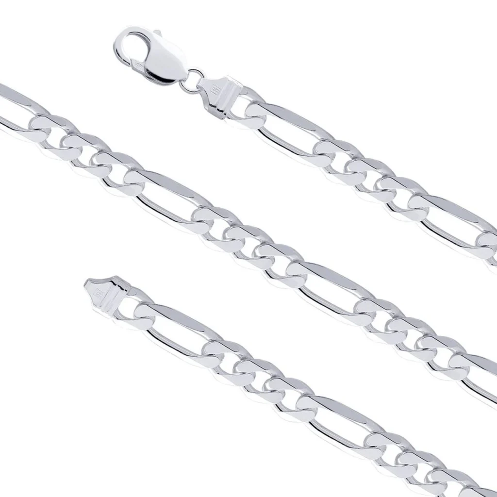 Solid 3mm Sterling Silver Figaro Chain Necklace High Polished clasp