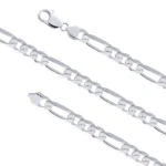 Solid 3mm Sterling Silver Figaro Chain Necklace High Polished clasp