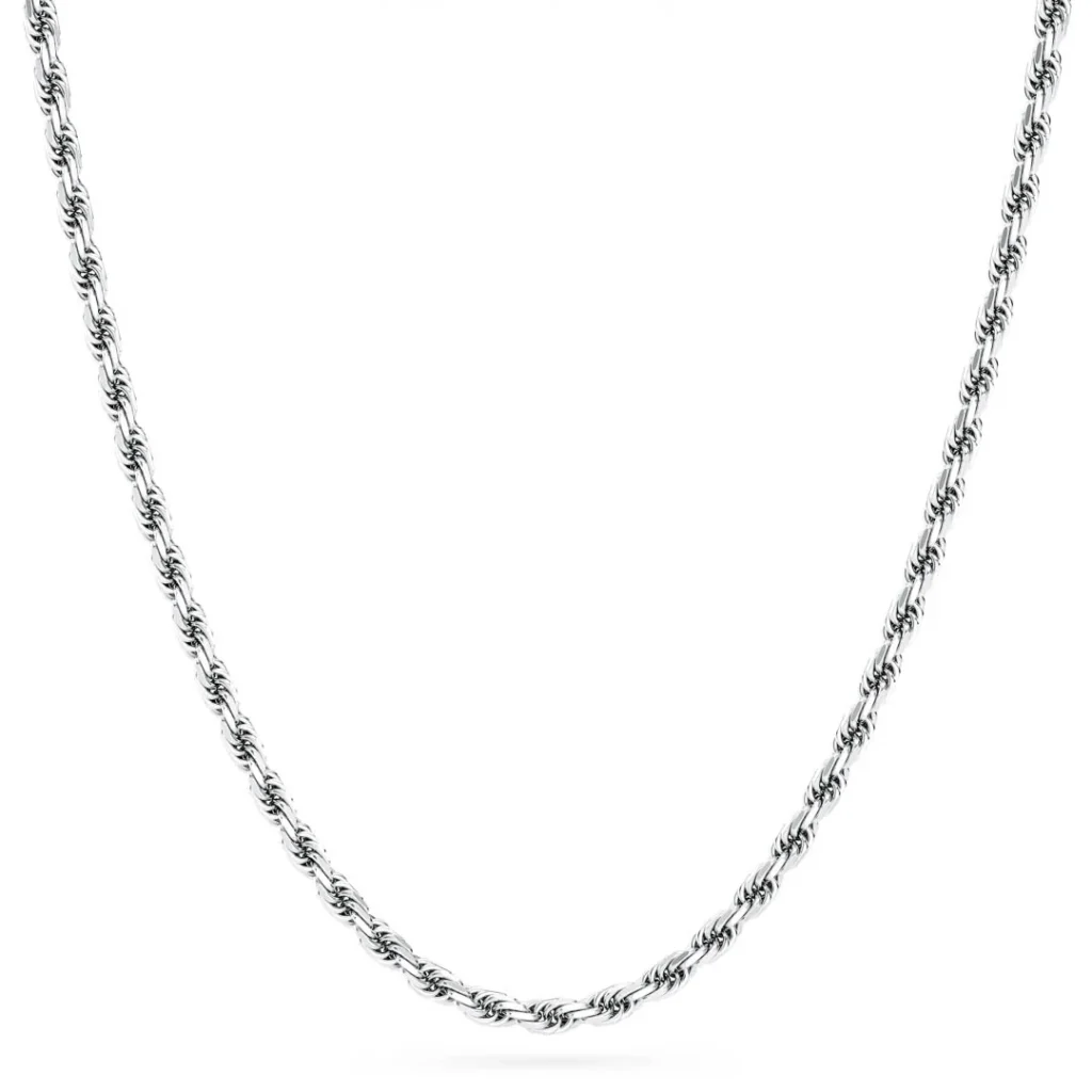 Solid 3mm Sterling Silver Rope Chain Necklace High Polished