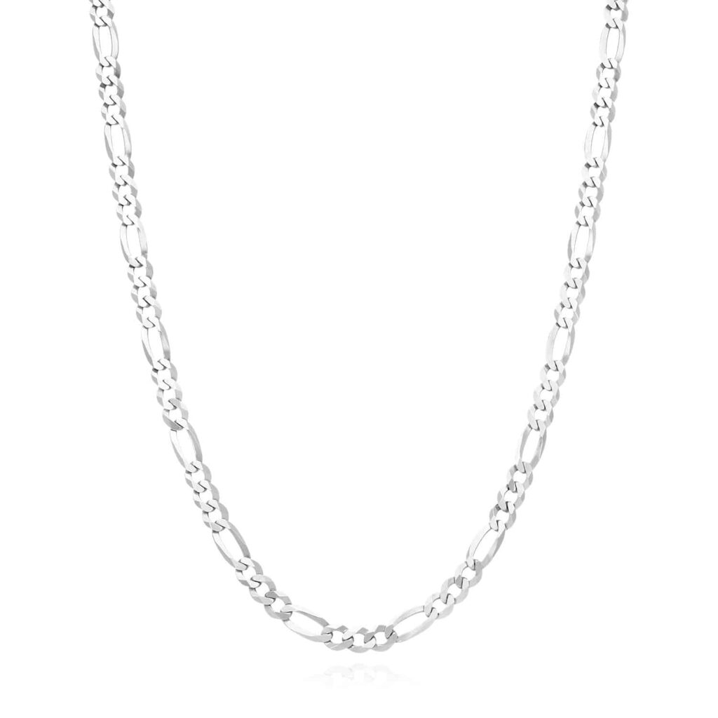 Solid 4mm Sterling Silver Figaro Chain Necklace High Polished