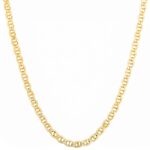 Solid 14k Yellow Gold Mariner Anchor Chain Necklace 3.4mm
