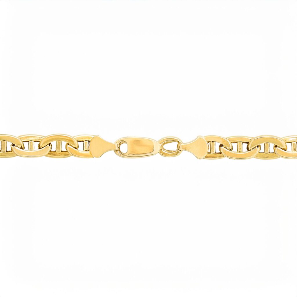 10k Yellow Gold Anchor Mariner Chain Necklace 3mm