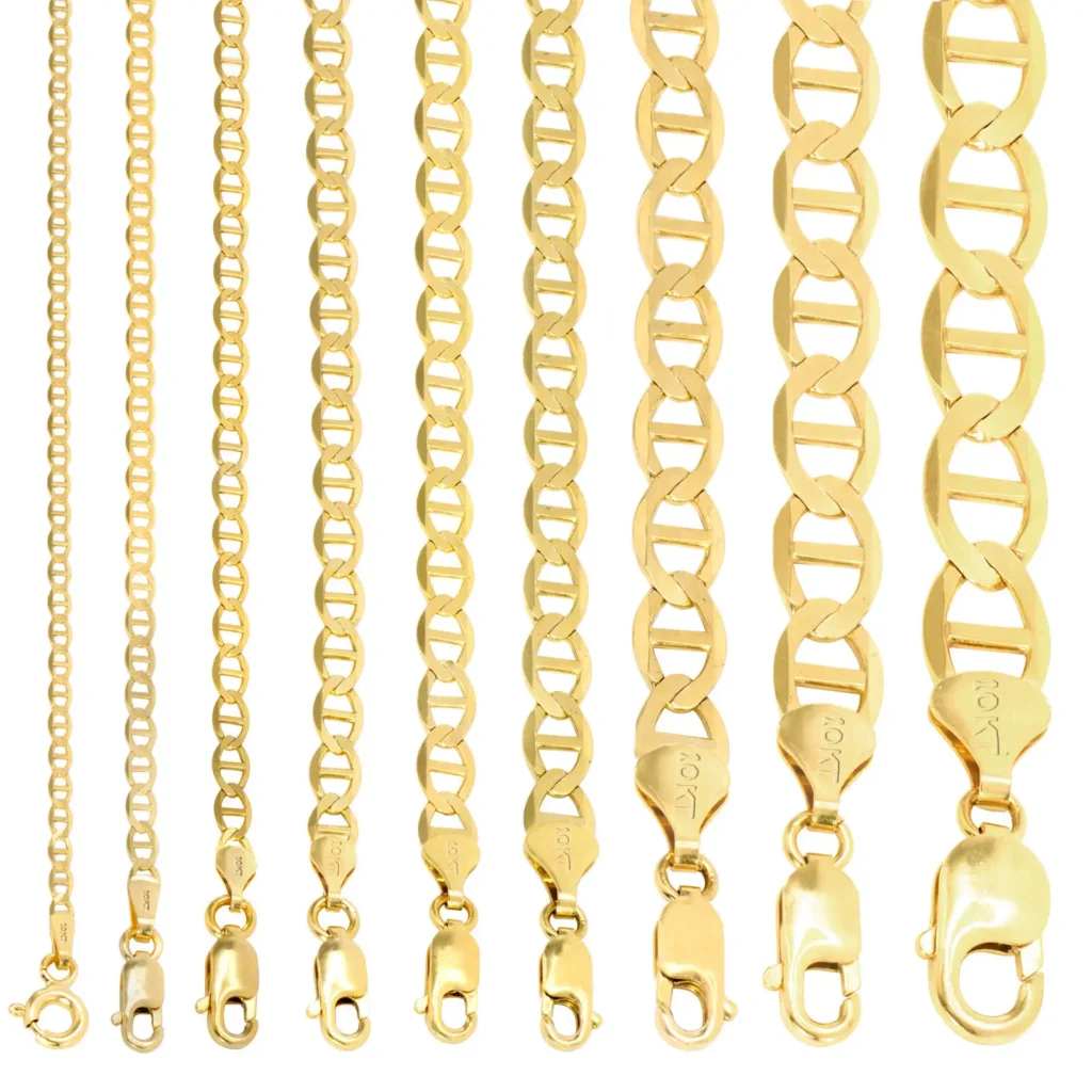 Solid 14k Yellow Gold Mariner Anchor Chain Necklace sizes